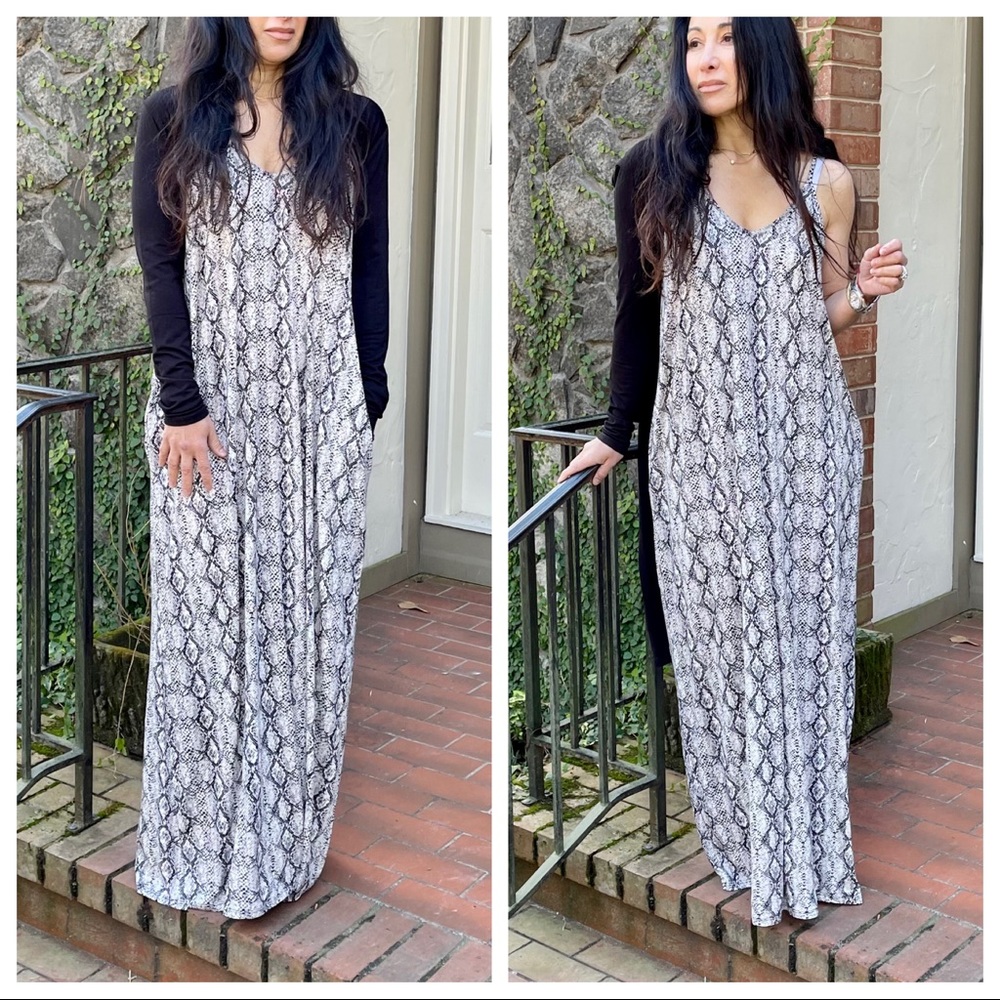 SNAKESKIN PRINT TANK MAXI DRESS - Picture 2 of 6